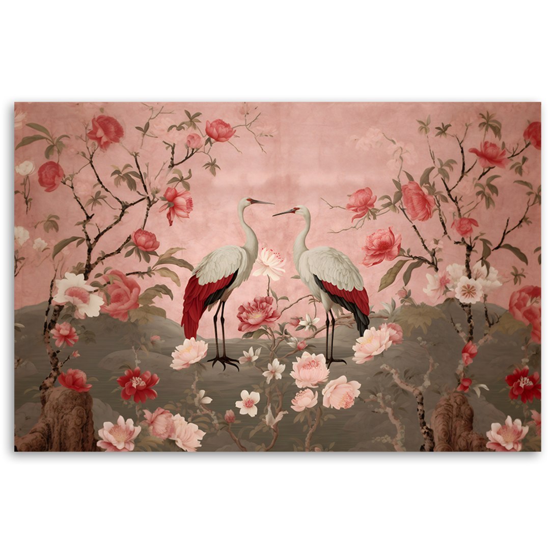 Emaga Obraz na płótnie, Kwiaty i ptaki Chinoiserie - 90x60